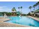 Resort-style community pool featuring a water slide, ample seating, and lush landscaping, ideal for Gathering fun and relaxation at 8604 Herons Cove Pl, Tampa, FL 33647