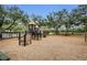Community playground with slides, swings, and climbing structures, surrounded by mulch and trees at 8604 Herons Cove Pl, Tampa, FL 33647