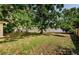 Lush backyard with a mix of grass and bare spots, surrounded by mature trees and a fence at 11783 102Nd Ave, Largo, FL 33778