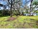 Expansive, green yard with mature trees offering shade and tranquility, leading up to a cozy home at 1821 Weekend Ln, Odessa, FL 33556