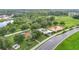 Aerial view showcasing a community park featuring a playground, basketball court, and beach volleyball at 18339 Fish Loop, Land O Lakes, FL 34638
