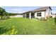 Large, lush backyard with green grass and a screened-in patio at 19259 Mossy Pine Dr, Tampa, FL 33647