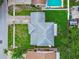 Aerial view of a house with a swimming pool at 1972 Lansing Dr, Clearwater, FL 33763