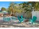 Inviting pool area with dining and fire pit; perfect for outdoor relaxation and social gatherings at 201 South St, Palm Harbor, FL 34683