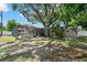 Large backyard with a screened-in pool and spa, shaded by a mature tree at 2353 Eastwood Dr, Clearwater, FL 33765