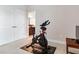 A bedroom with exercise bike setup overlooks an ensuite bathroom at 3503 Graycliff Ln, Brandon, FL 33511