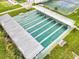 Aerial view of shuffleboard courts, designed for recreational enjoyment in a friendly community at 35045 Cynthia Ave # 35945, Zephyrhills, FL 33541