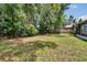 Spacious backyard with a mix of trees, greenery, and partial fencing, offering privacy at 3733 Mendocino St, New Port Richey, FL 34655