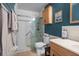 Beautifully appointed bathroom with a glass-enclosed shower and stylish vanity at 5660 80Th N St # B106, St Petersburg, FL 33709