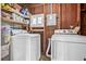 Functional laundry room with a washer, dryer, and shelf storage at 6944 80Th N Ave, Pinellas Park, FL 33781