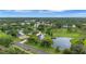 Scenic aerial view showcasing the community, pond, and well-manicured green spaces at 900 Maclaren N Dr # D, Palm Harbor, FL 34684