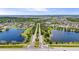 An aerial view of the community featuring large lakes and lush green landscapes at 12607 Pensacola Ct, Riverview, FL 33579