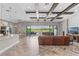 Open floor plan featuring great room with water views, and kitchen area at 12607 Pensacola Ct, Riverview, FL 33579