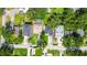 Aerial view of a residential neighborhood showcasing various homes, green lawns, mature trees, and swimming pools at 206 N Beverly Ave # 1/2, Tampa, FL 33609