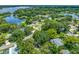 Aerial view of home in neighborhood with mature trees and landscaping near a lake at 2308 Cape Bend Ave, Tampa, FL 33613