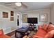 Comfortable living room featuring leather seating and a ceiling fan at 2848 Homewood St, Clearwater, FL 33759