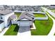 Overhead view of the property showcasing the manicured lawn, fenced yard, and neighborhood at 29245 Fedora Cir, Brooksville, FL 34602