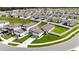 Overhead shot displaying the home's roof, fenced backyard, and surrounding residential area at 29245 Fedora Cir, Brooksville, FL 34602