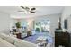 Open living area with sliding glass doors, ceiling fan, and comfortable seating for relaxing at 301 Canton Ct # 77, Sun City Center, FL 33573