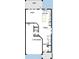 Detailed floor plan showcasing the layout of the first floor, including a three-car garage and kitchen at 3275 Guanabana Xing, Wesley Chapel, FL 33543