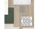 A collection of different interior design materials with a white and green color scheme at 3275 Guanabana Xing, Wesley Chapel, FL 33543