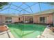 Enclosed pool area with a screened enclosure, patio, and access to the home at 4355 Odin St, Spring Hill, FL 34608
