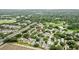 Wide aerial view of a quiet neighborhood surrounded by lush greenery and a pond at 547 Summer Sails Dr, Valrico, FL 33594