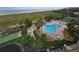 Aerial view of the pool and beach access that this lovely community offers its residents at 1230 Gulf Blvd # 601, Clearwater Beach, FL 33767