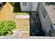 A top-down view of the backyard featuring a small patio and green space at 1924 48Th S St, St Petersburg, FL 33711
