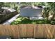 An outdoor view of the backyard with lush green grass, a shed, and a wood fence at 1924 48Th S St, St Petersburg, FL 33711