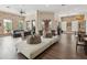 Bright community lobby featuring a brick accent wall, stylish furniture, and access to a balcony at 2010 E Palm Ave # 14303, Tampa, FL 33605