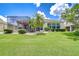 Lush backyard featuring a screened lanai and a well-maintained lawn, ideal for outdoor enjoyment at 2226 N Creek Ct, Sun City Center, FL 33573