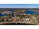 Panoramic aerial shot of waterfront homes featuring private docks and stunning bay views at 3319 Bayshore Ne Blvd, St Petersburg, FL 33703