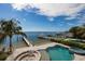 Gorgeous waterfront views of the ocean from the home's backyard with a private dock and pool at 3319 Bayshore Ne Blvd, St Petersburg, FL 33703