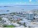 Wide aerial view showcases the community's waterfront location and surrounding cityscape at 5351 Bridge St # 16, Tampa, FL 33611