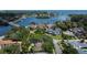 This aerial shot highlights the neighborhood's location near waterfronts and lush landscaping at 555 21St Ne Ave, St Petersburg, FL 33704