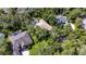 Aerial view of a home and yard featuring a pool, mature trees, and lush landscaping at 5804 Terncrest Dr, Lithia, FL 33547