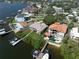 Waterfront homes, lush landscaping, and boat docks define this stunning aerial view at 6663 Bayou Grande Ne Blvd, St Petersburg, FL 33702