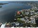 Aerial view showcases this waterfront neighborhood with beautiful homes and private boat docks at 6663 Bayou Grande Ne Blvd, St Petersburg, FL 33702