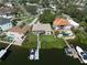 Wonderful aerial view showcasing waterfront residences featuring private docks, pools, and manicured lawns at 6663 Bayou Grande Ne Blvd, St Petersburg, FL 33702