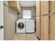 Functional laundry room featuring a washer, dryer, cabinets and storage shelves for convenience at 8198 Terrace Garden Dr # 511, St Petersburg, FL 33709