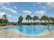 Beautiful community pool surrounded by palm trees and ample lounge seating at 9514 Channing Hill Dr, Sun City Center, FL 33573