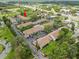 Aerial view shows a residential community with a pool, roads, and mature trees at 9804 Lombard Ct # 104, Tampa, FL 33618