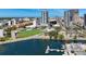 Aerial view showcases the waterfront location with lush green spaces and downtown skyline views at 100 4Th S Ave # 312, St Petersburg, FL 33701