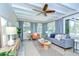 Bright living room features comfortable seating, neutral colors, a ceiling fan, and plenty of natural light at 2201 Horan S Way, Gulfport, FL 33707