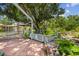 Charming backyard featuring a covered patio, spacious seating, and lush greenery for outdoor enjoyment at 2221 W Lake Dr, Wimauma, FL 33598