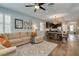 Open floor plan connecting the living room and kitchen for seamless entertaining and Gathering gatherings at 3037 Riders Pass, Odessa, FL 33556