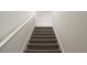 Carpeted staircase leading to the upper level of the home with white handrail at 30798 Veridian Way, Wesley Chapel, FL 33543