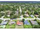 Aerial view of a residential neighborhood with lush greenery and well-maintained houses at 855 Pinewood W Ter, Palm Harbor, FL 34683