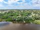 Aerial shot showcasing waterfront community with lush landscape, mature trees, and serene waters, offering the perfect blend of nature at 1291 Blackrush Dr, Tarpon Springs, FL 34689
